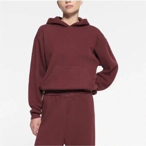 Skims oxblood cotton fleece hoodie